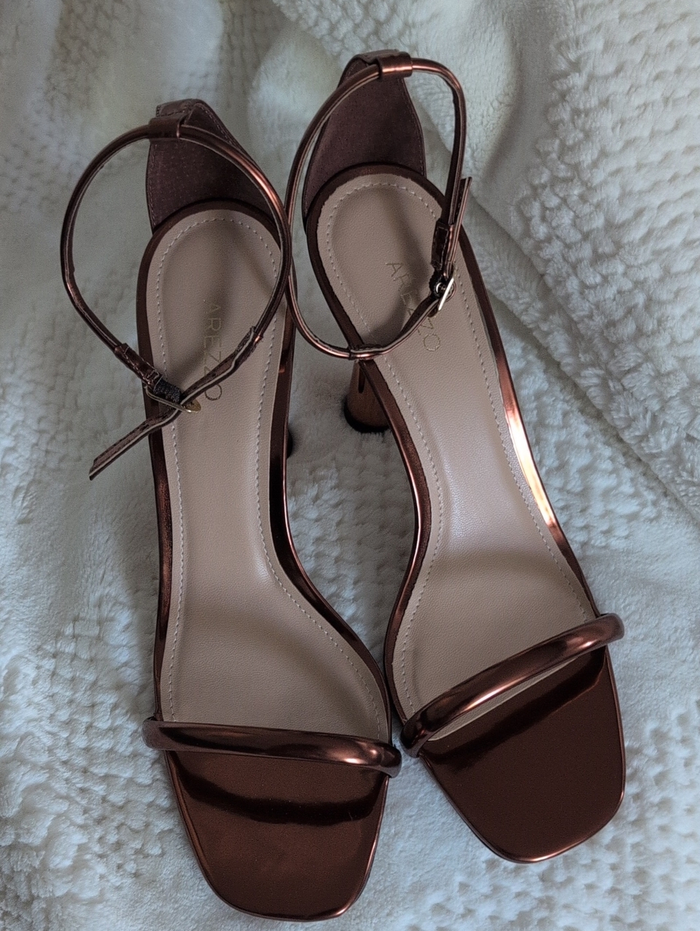 Arezzo  Women's Metallic Copper Ankle-Strap Heels